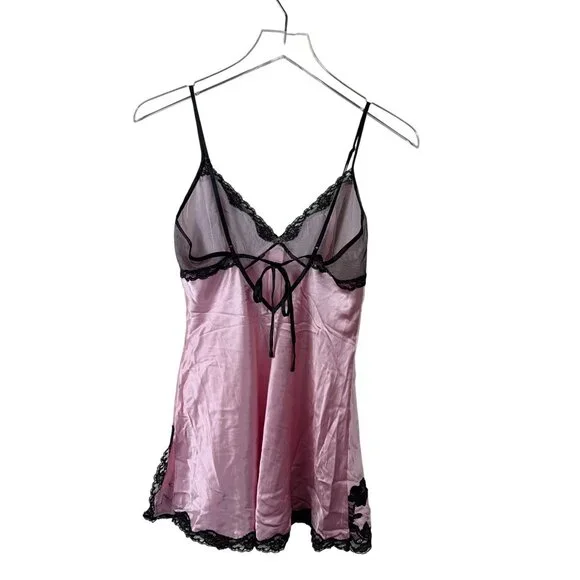 Vintage Victoria's Secret 100% Silk Pink Lace Slip Dress Size S Y2K - Picture 4 of 14